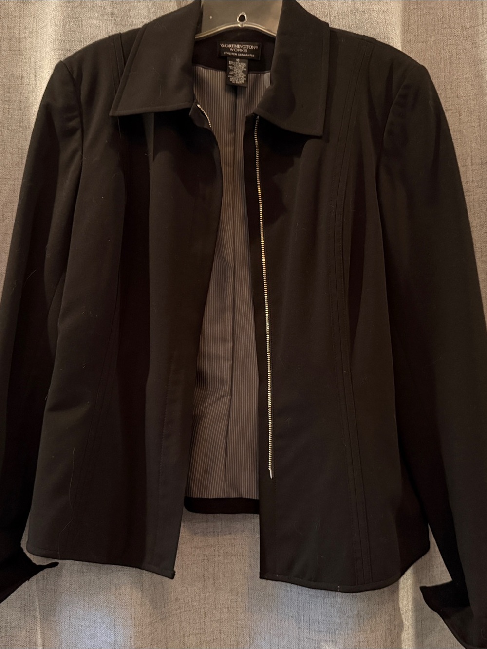Worthington Black Zip-Front Blazer Jacket size 10